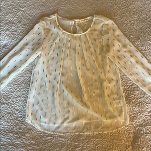 Maison Jules Sheer White and Gold Blouse